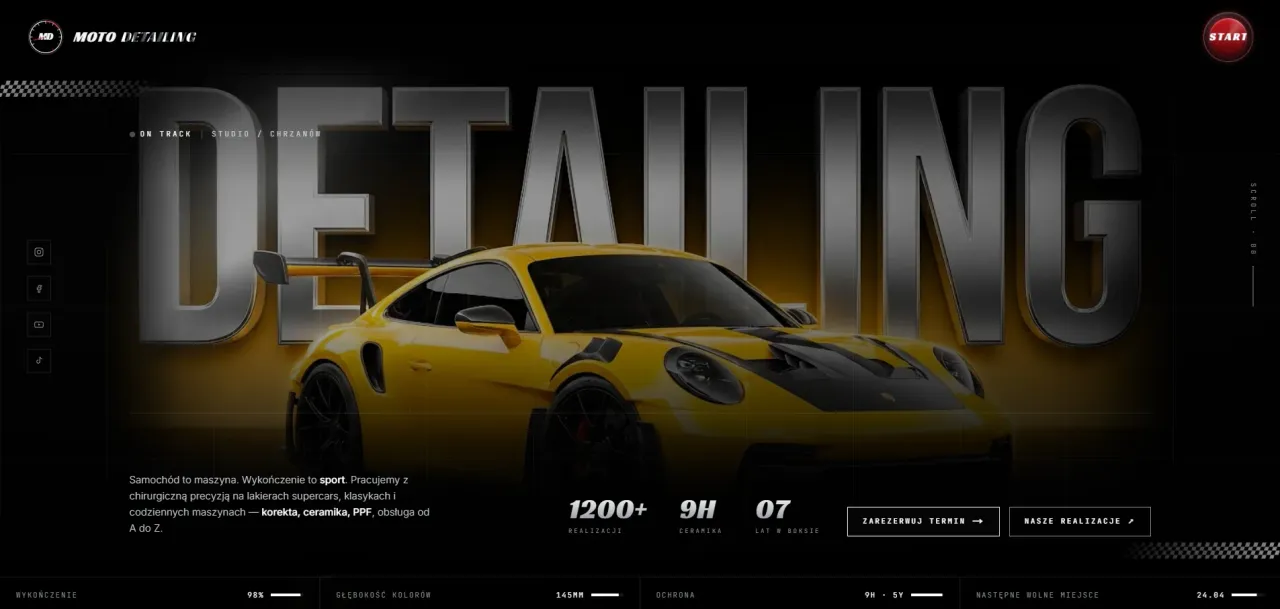 Strona internetowa Moto Detailing — realizacja Jakuba Sidora