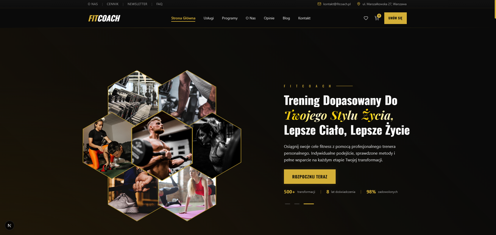 FitCoach — strona stworzona przez Jakuba Sidora