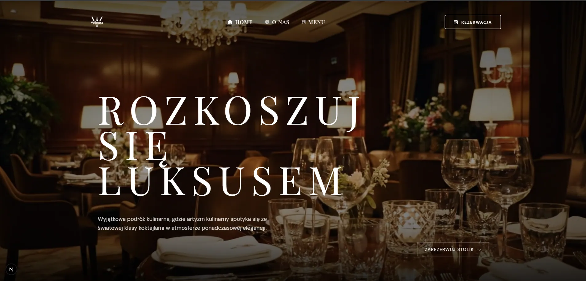 Veloura — Luksusowa Restauracja — realizacja Jakub Sidor Web Developer